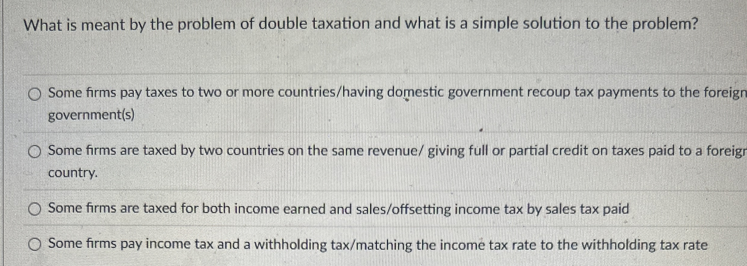 What is meant by the problem of double taxation
