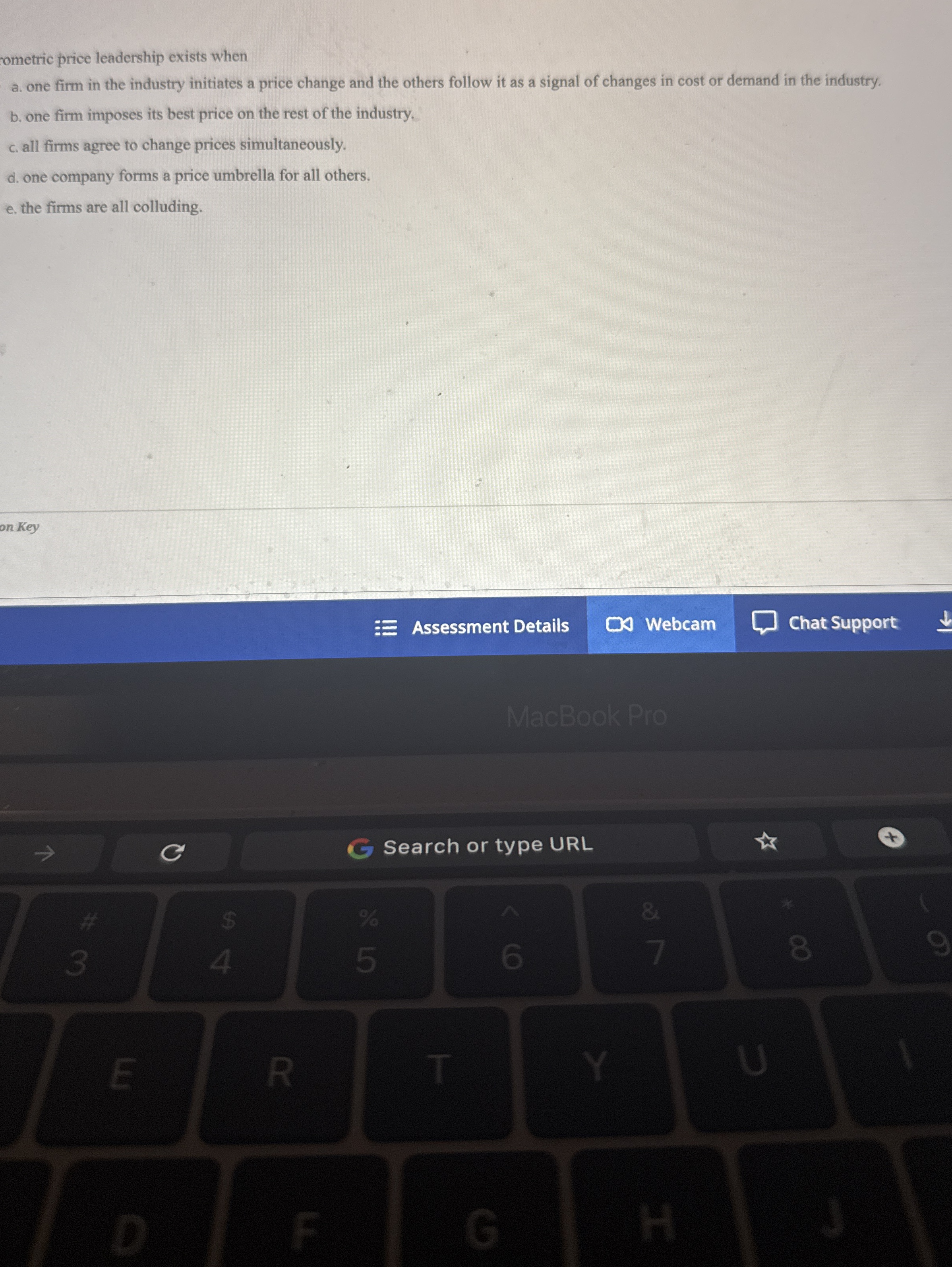 Barometric price leadership exists when a . one