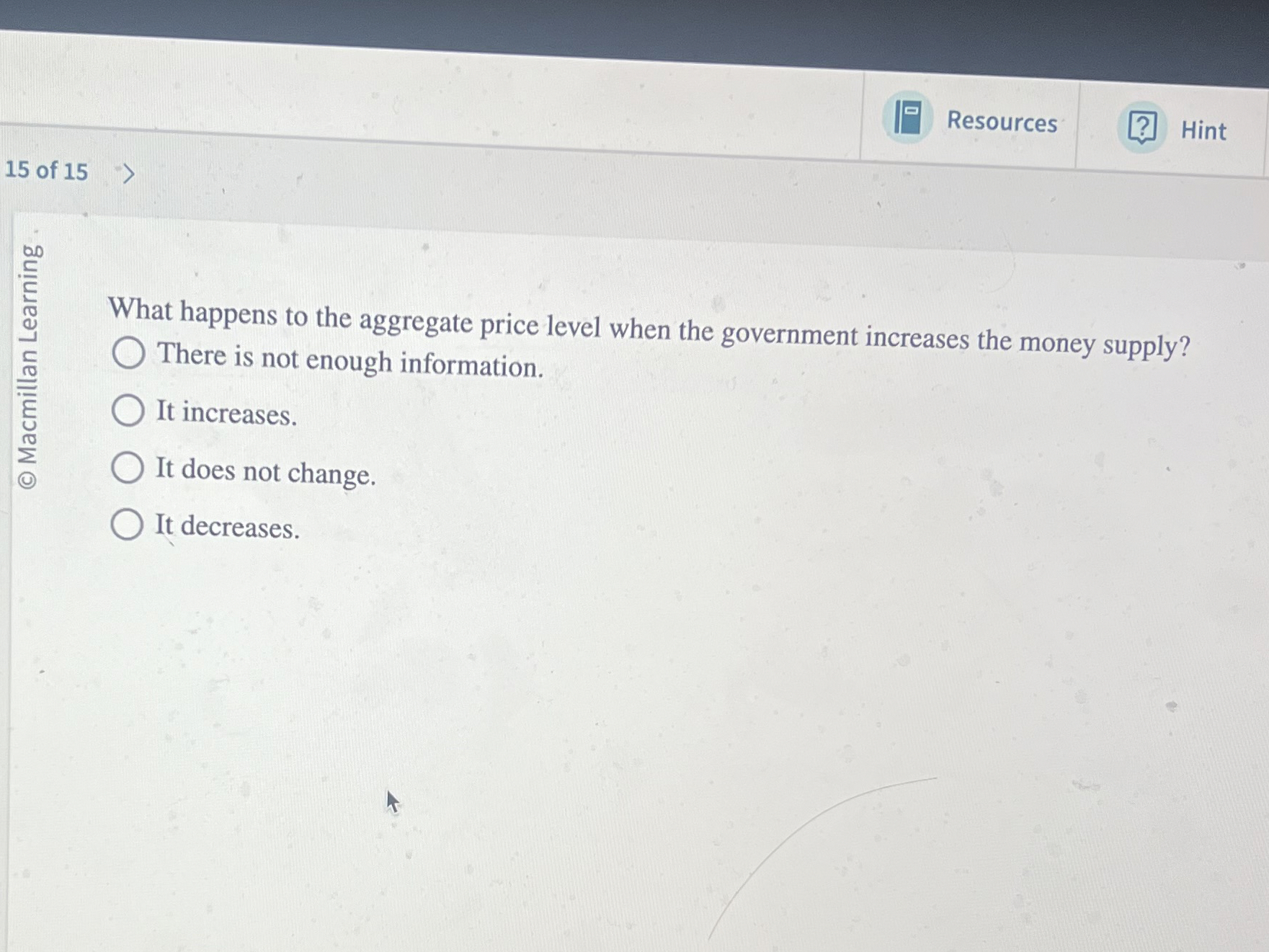 Resources Hint 1 5 of 1 5 What happens to the