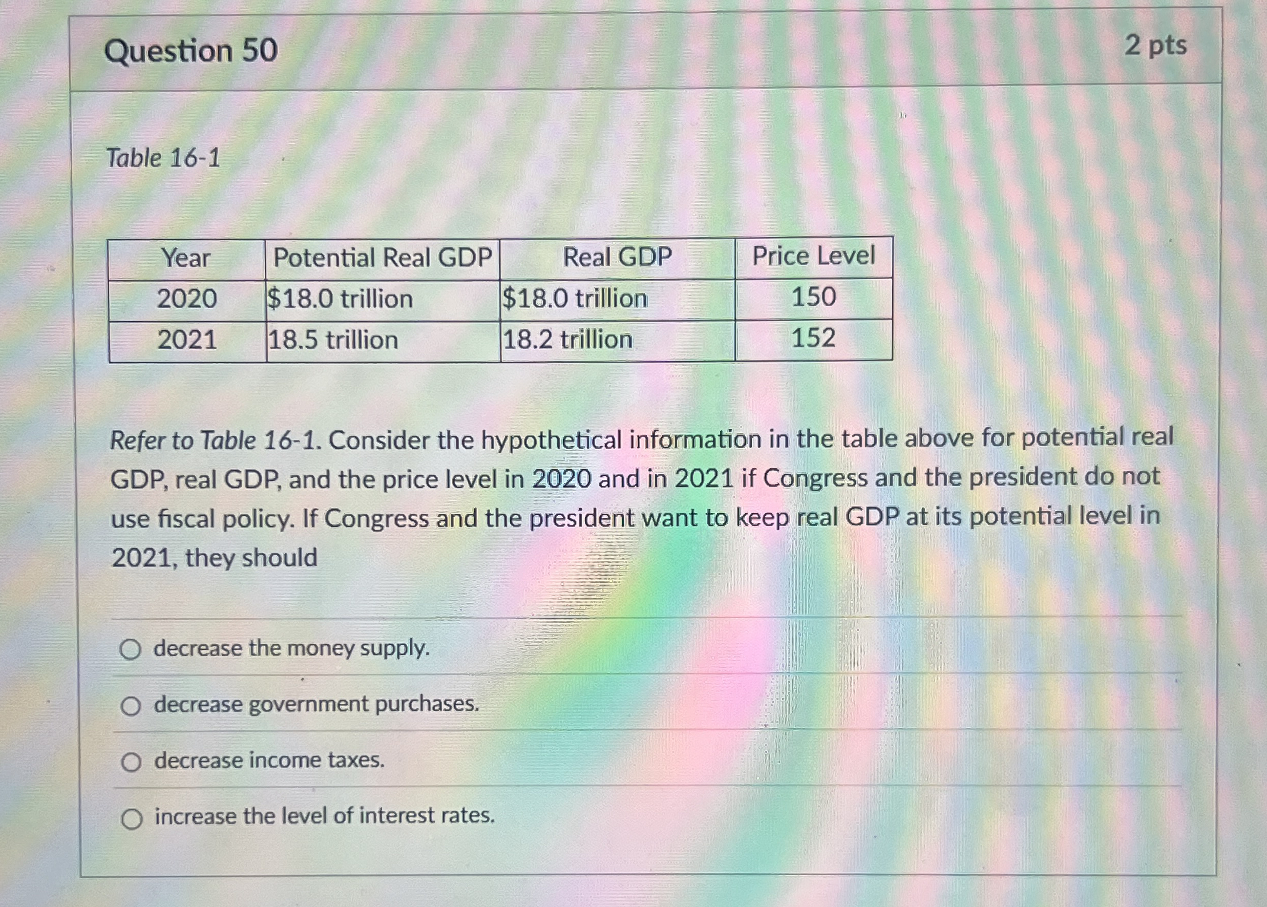 Question 5 0 2 pts Table 1 6 - 1 \ table [ [ Year