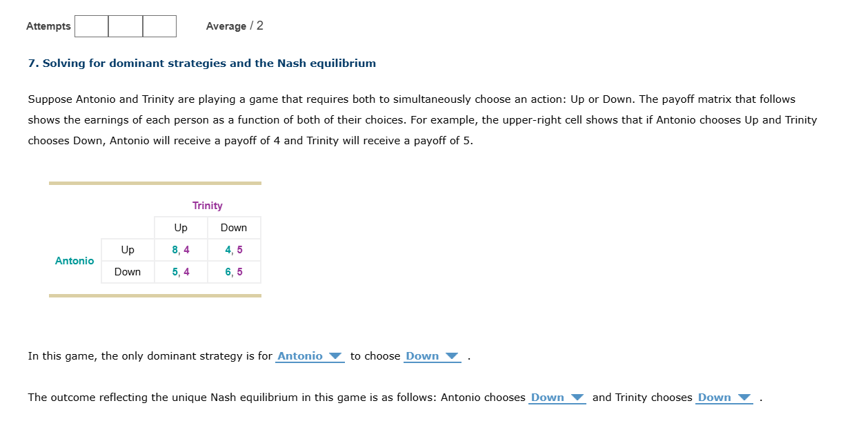Attempts Average / 2 7 . Solving for dominant