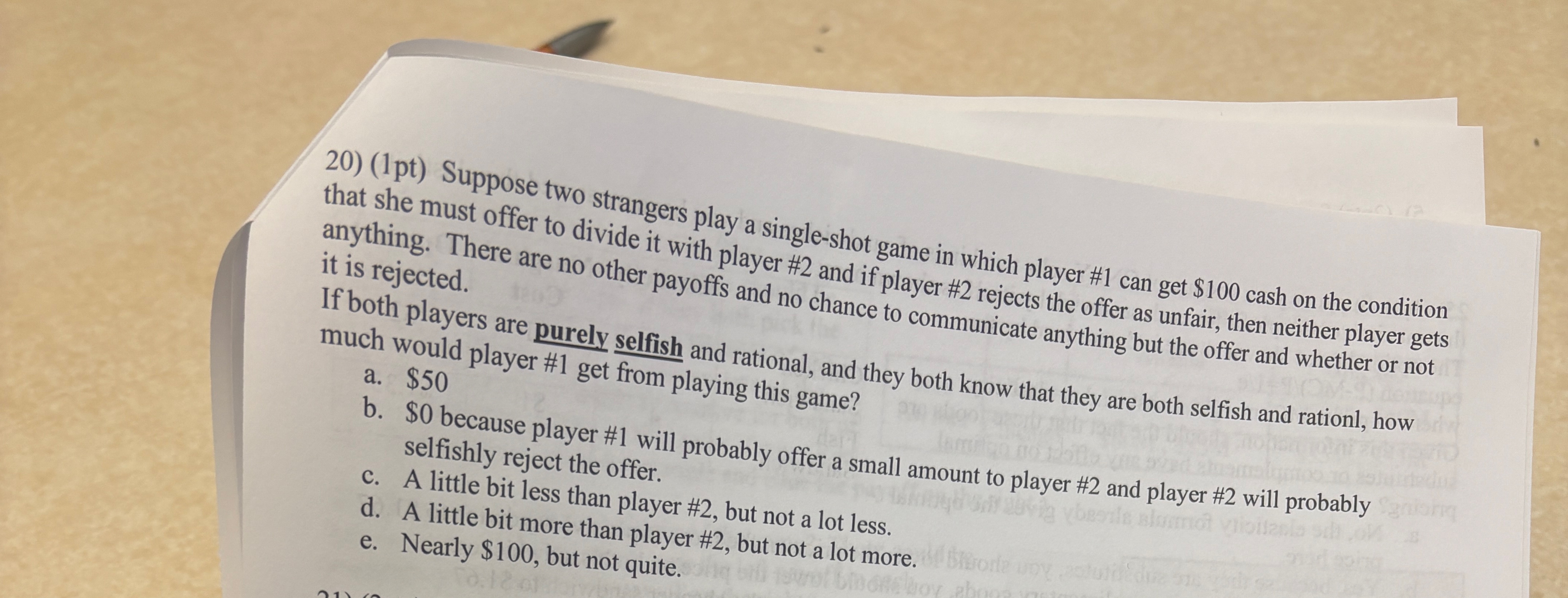 ( 1 pt ) Suppose two strangers play a single -