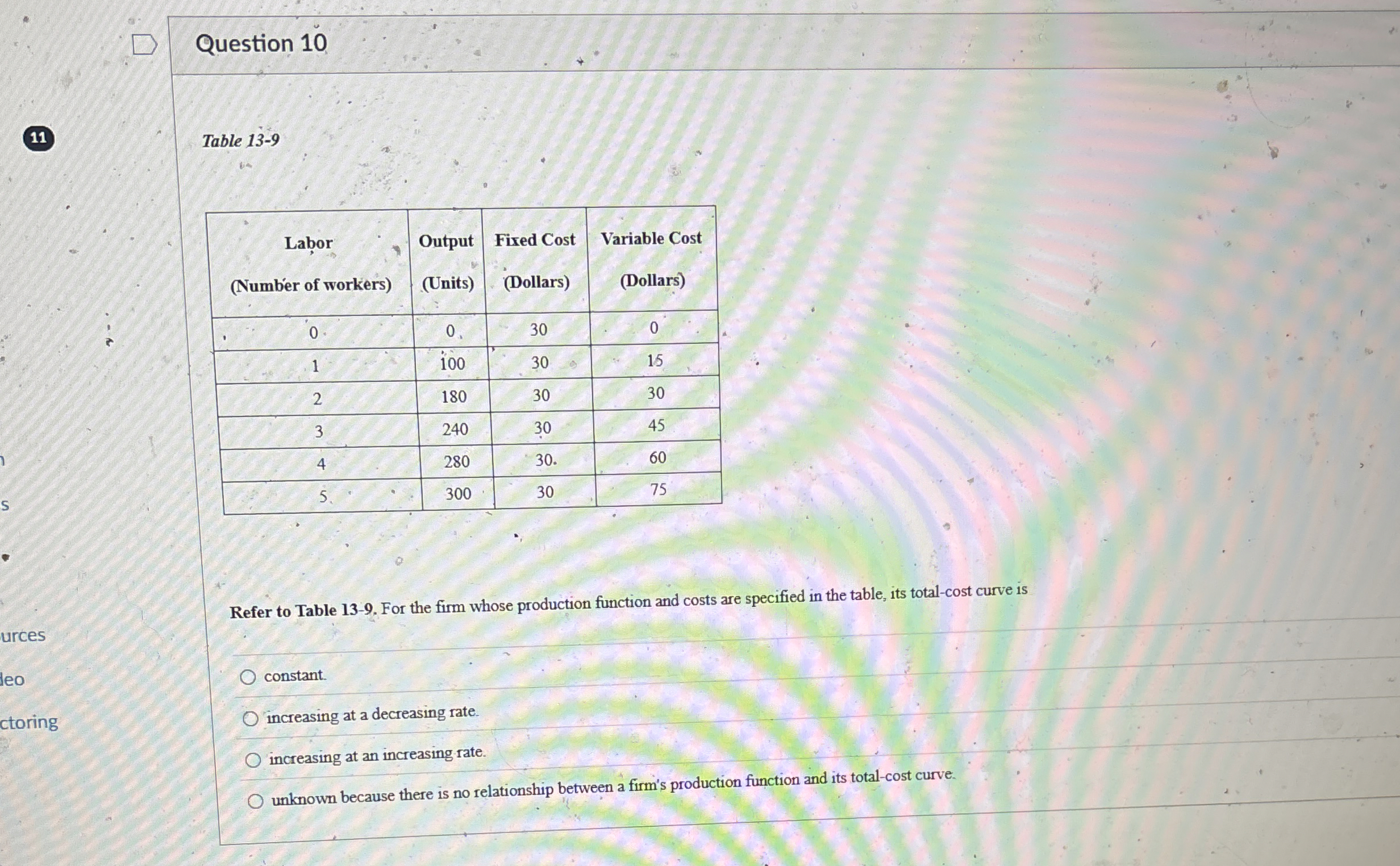 Question 1 0 Table 1 3 - 9 \ table [ [ \ table [