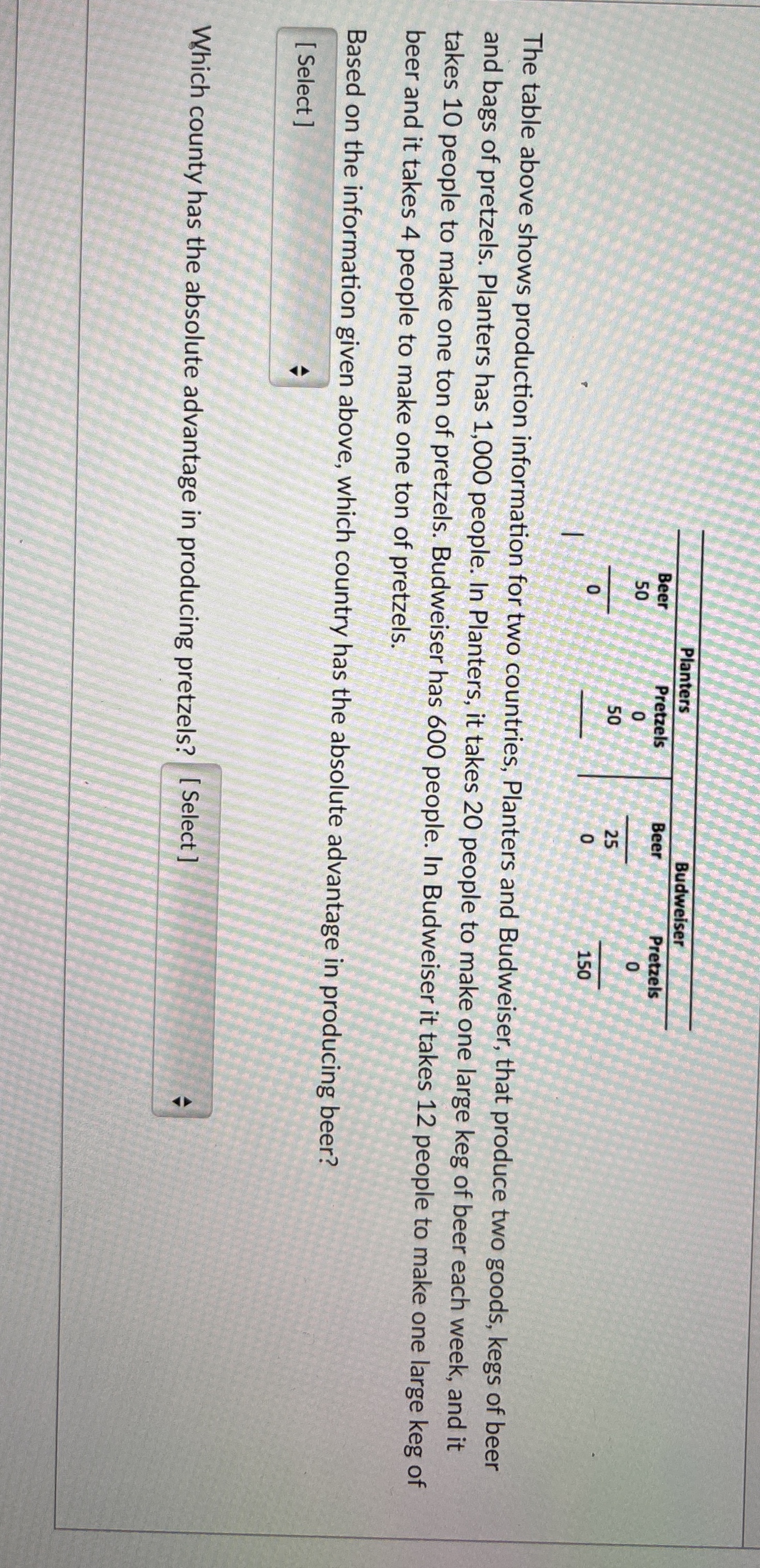 \ table [ [ , Planters,Budweiser ] , [ \ table [