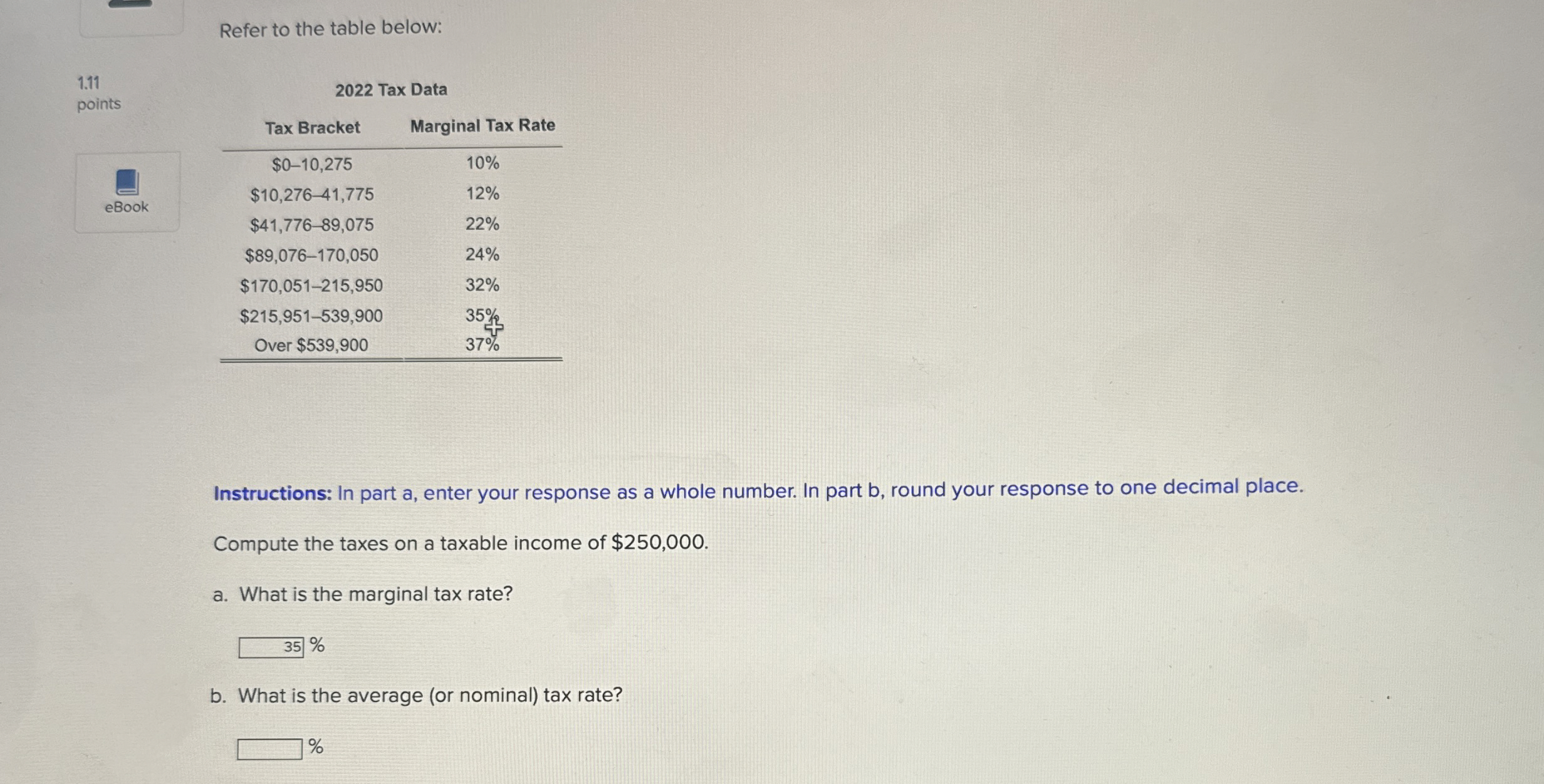 Refer to the table below: 1 . 1 1 points 2 0 2 2