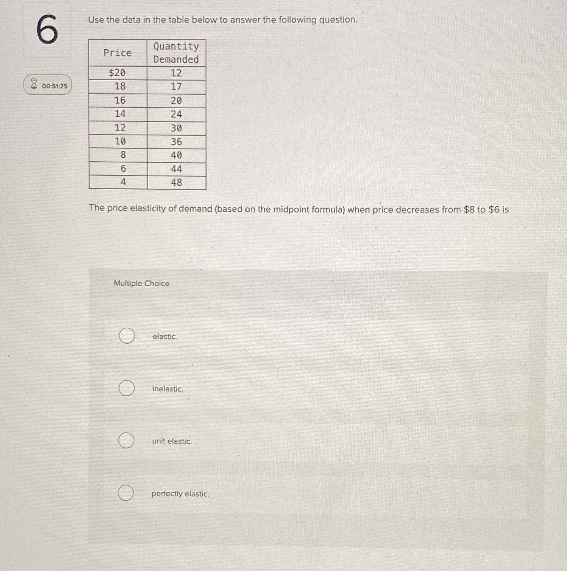 6 Use the data in the table below to answer the