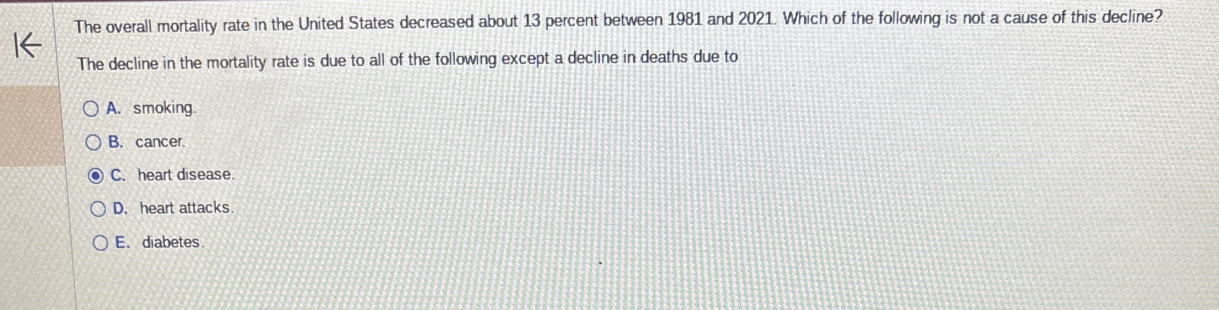 The overall mortality rate in the United States