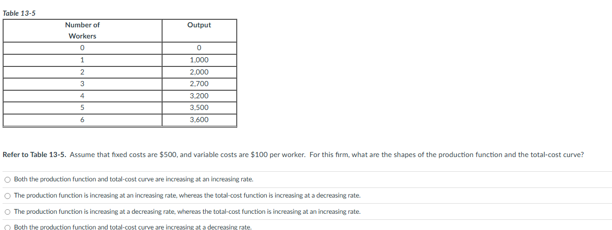 Table 1 3 - 5 Refer to Table 1 3 - 5 . Assume