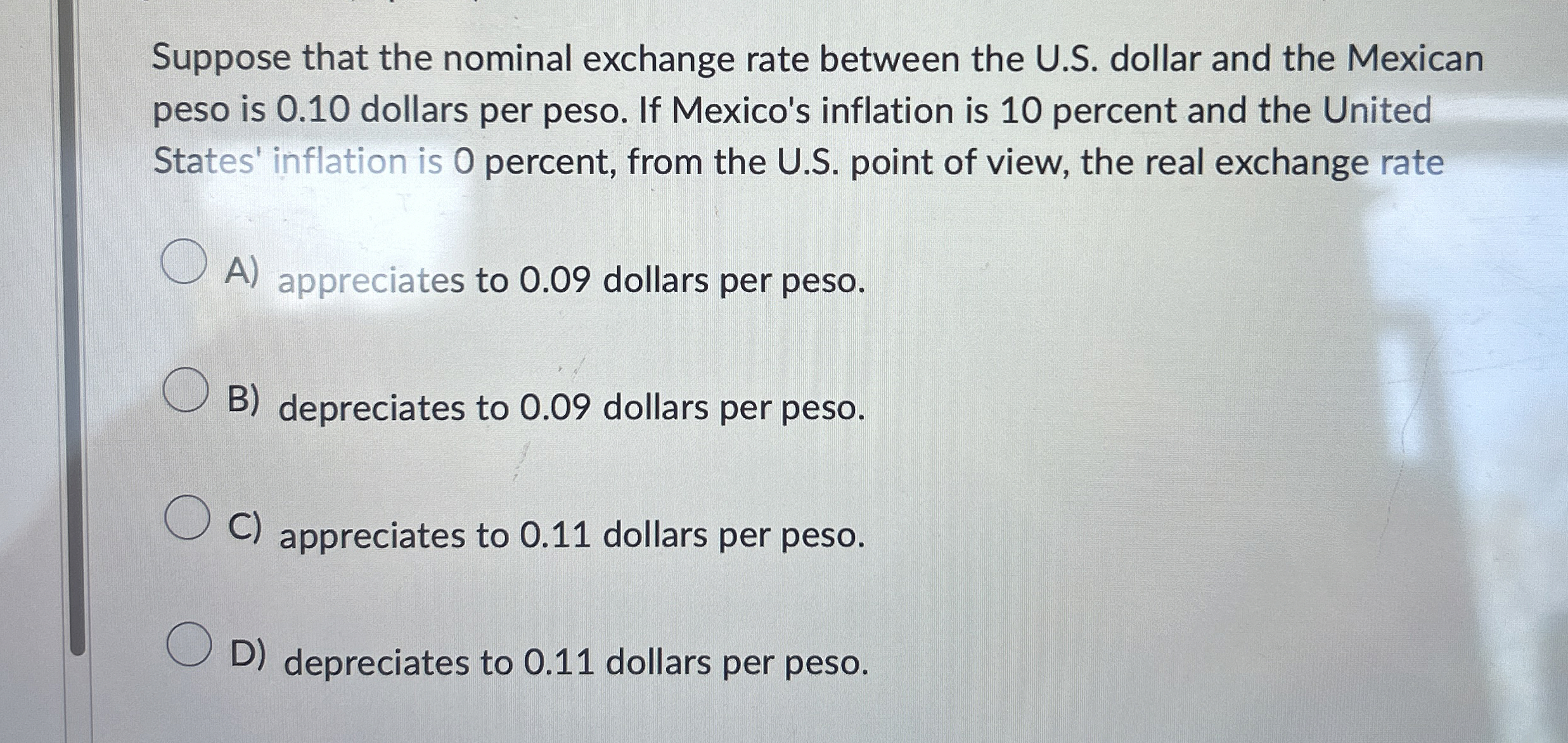 Suppose that the nominal exchange rate between