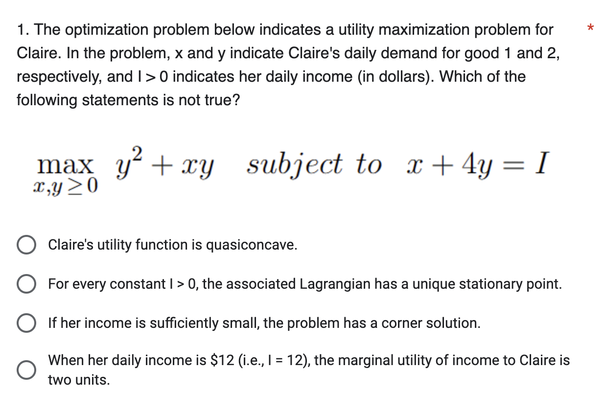 The optimization problem below indicates a