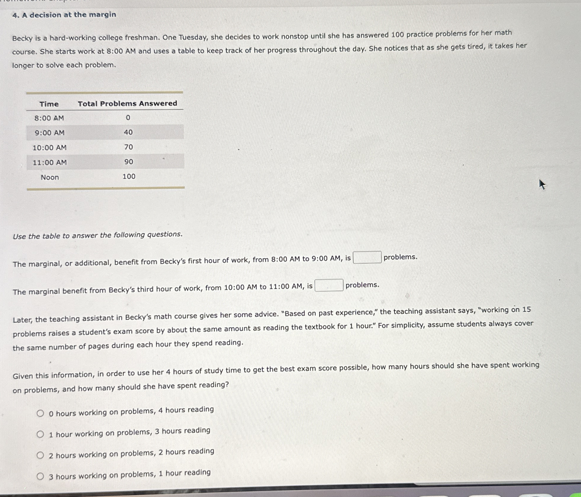 A decision at the margin Becky is a hard -