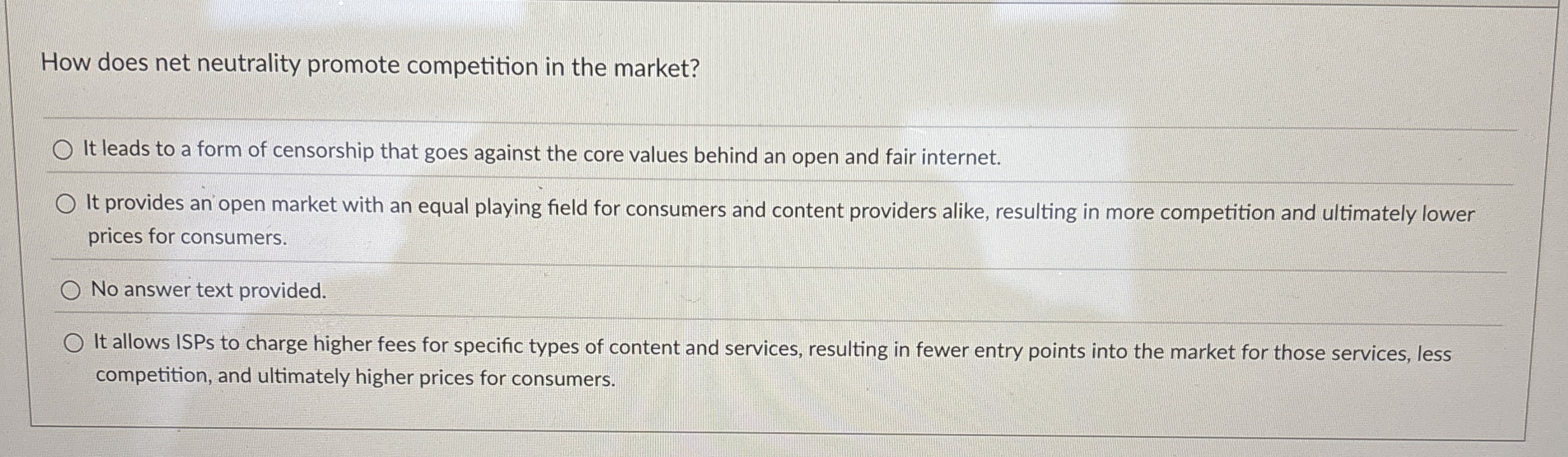 How does net neutrality promote competition in