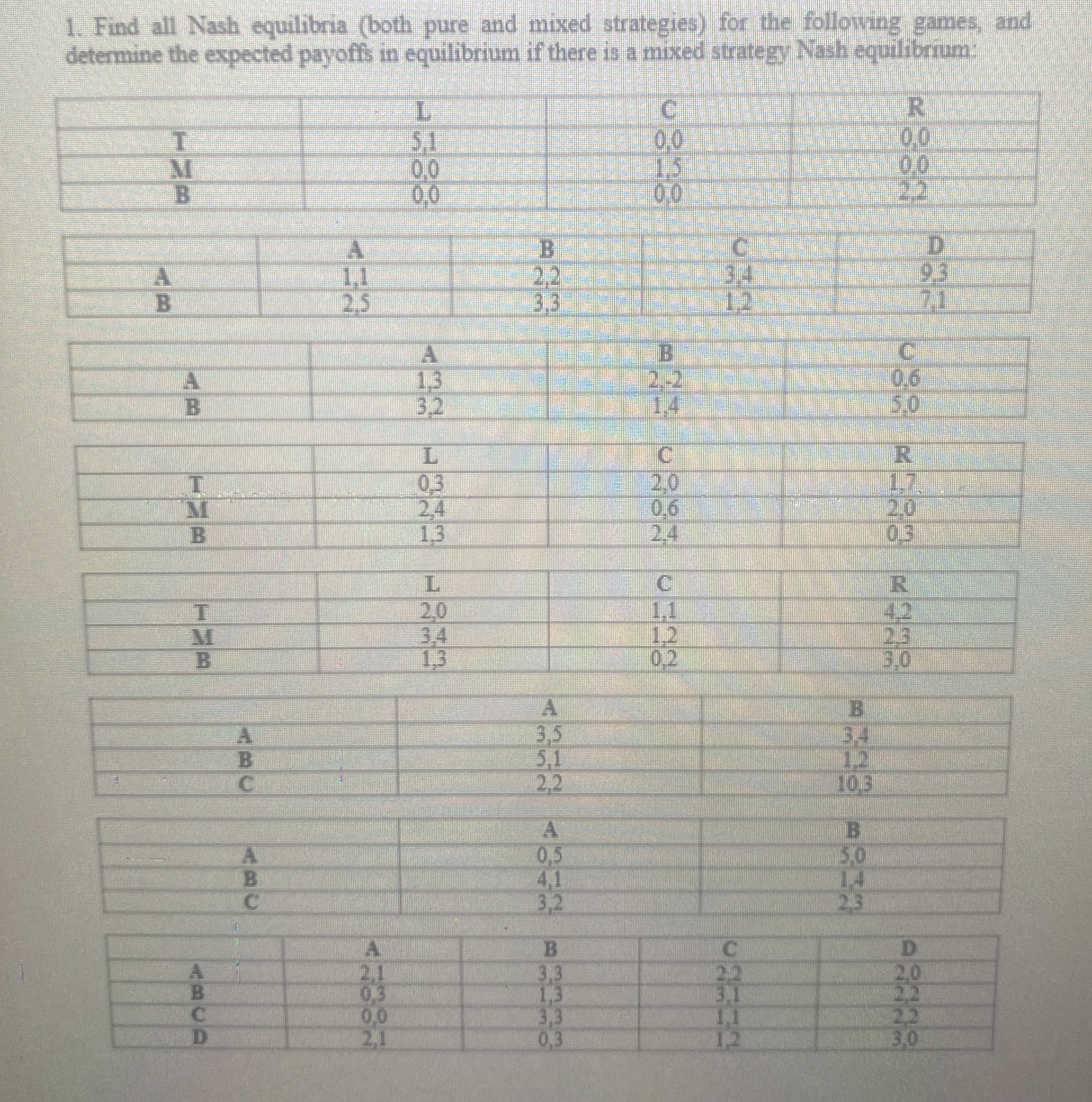 How to solve Find all Nash equilibria ( both pure