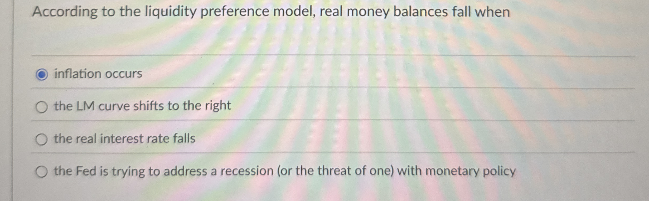 According to the liquidity preference model, real