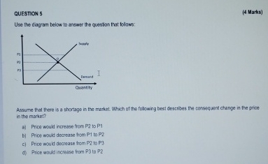 QUESTION 5 ( 4 Marks ) Use the diagram below to