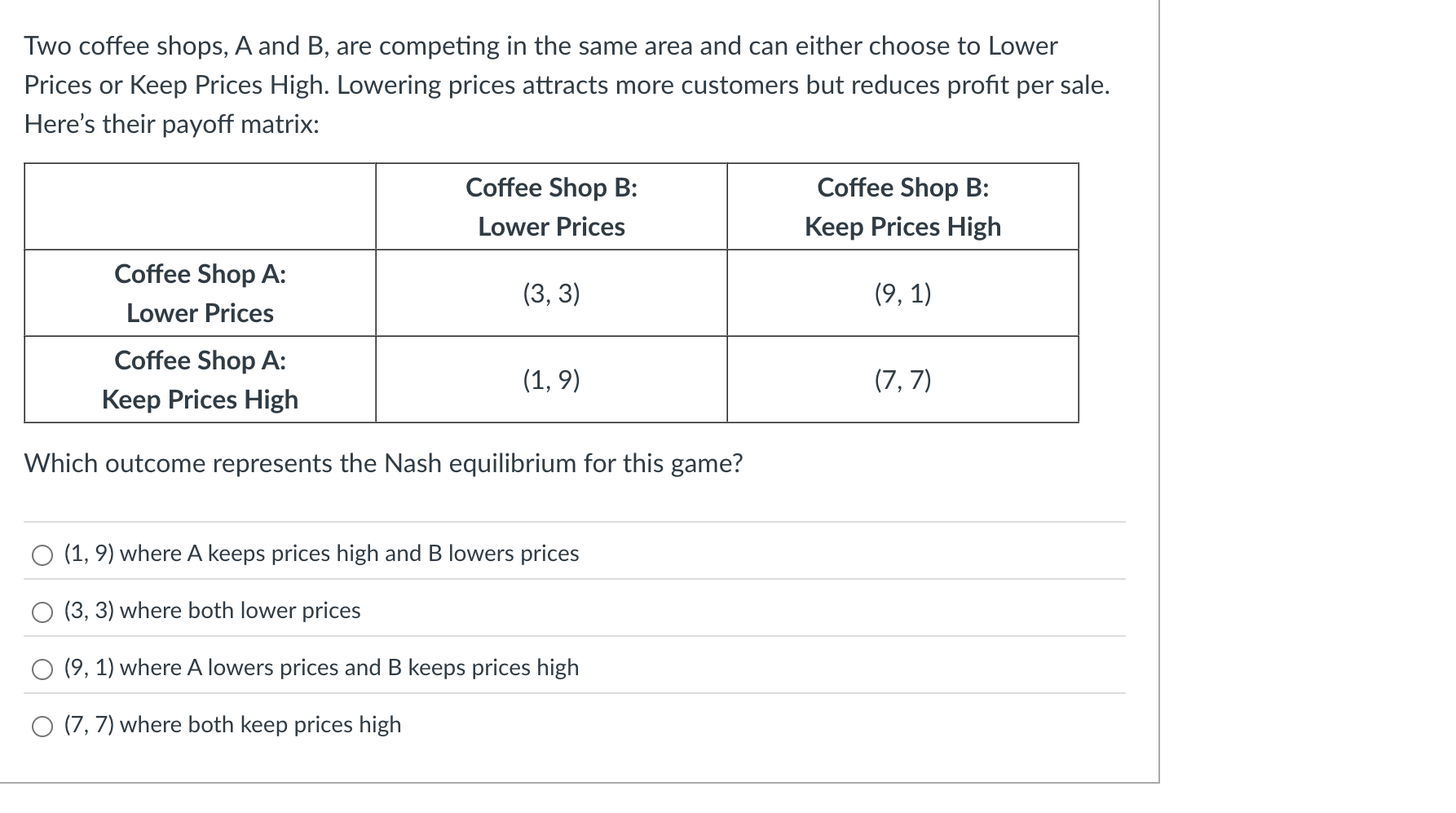 Two coffee shops, A and B , are competing in the