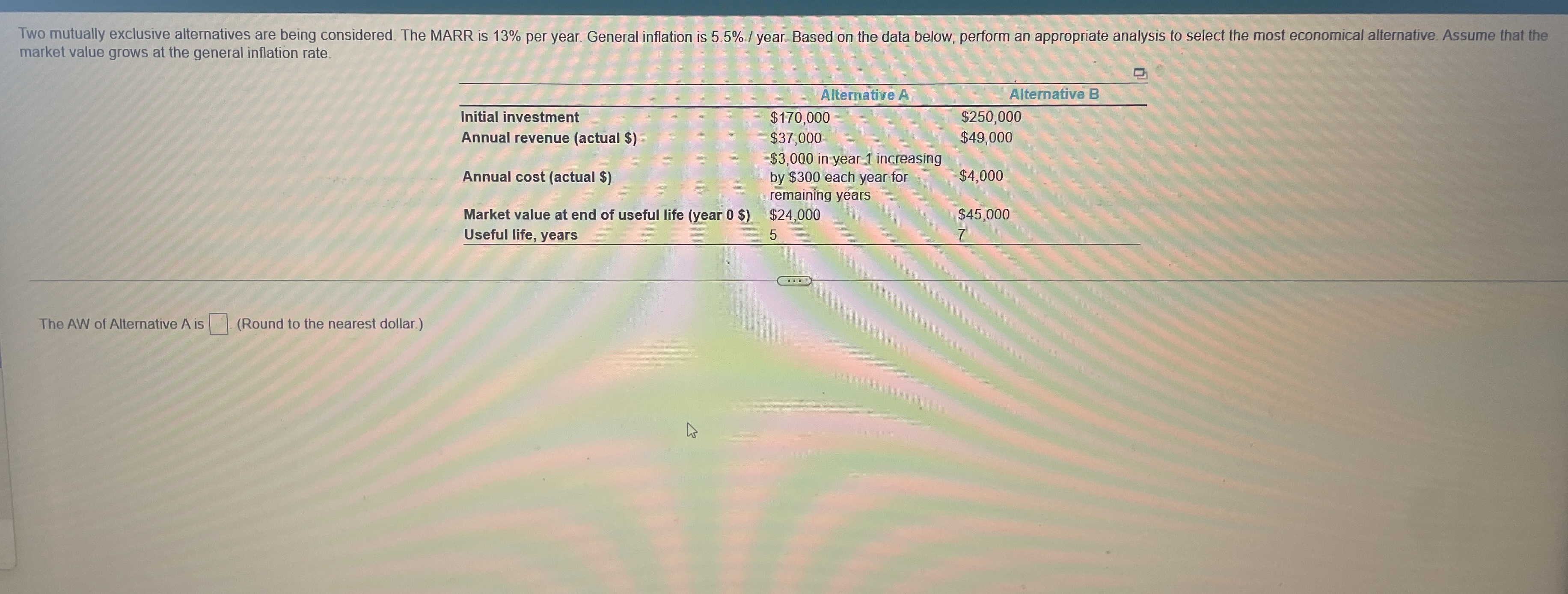 Two mutually exclusive alternatives are being