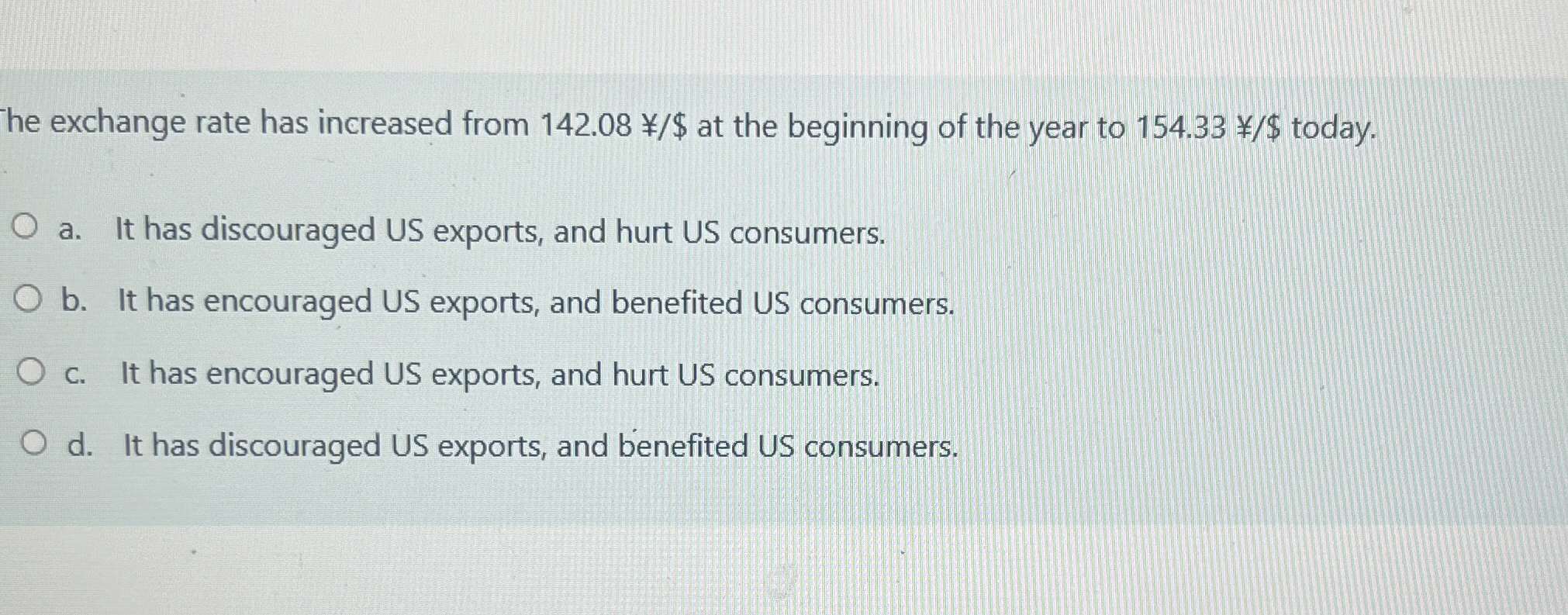 he exchange rate has increased from 1 4 2 . 0 8 $