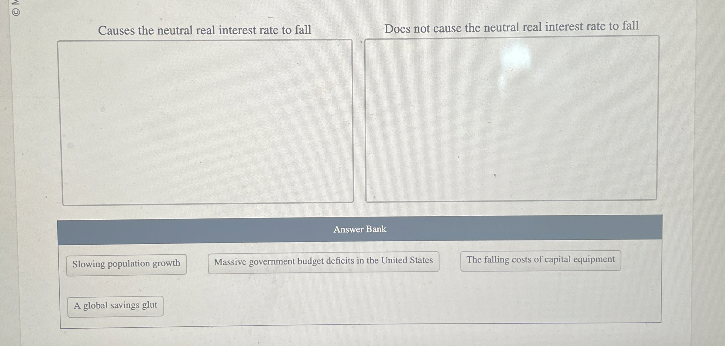 Causes the neutral real interest rate to fall