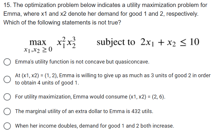 The optimization problem below indicates a