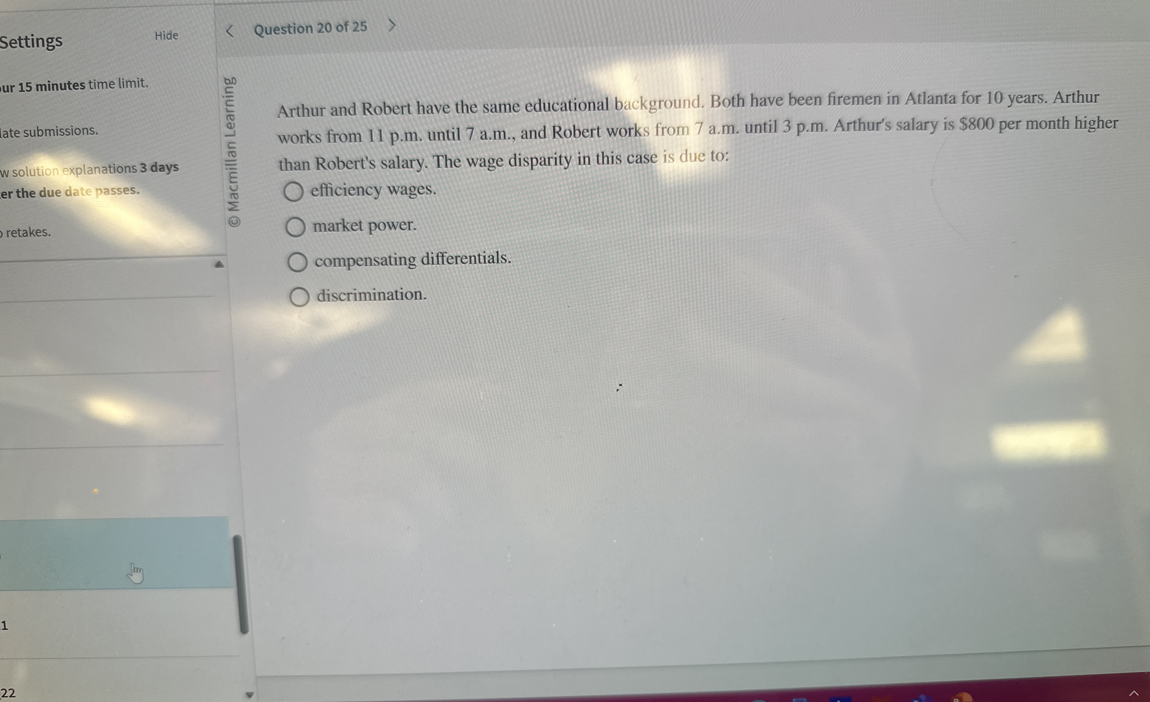 Settings Hide ur 1 5 minutes time limit . late