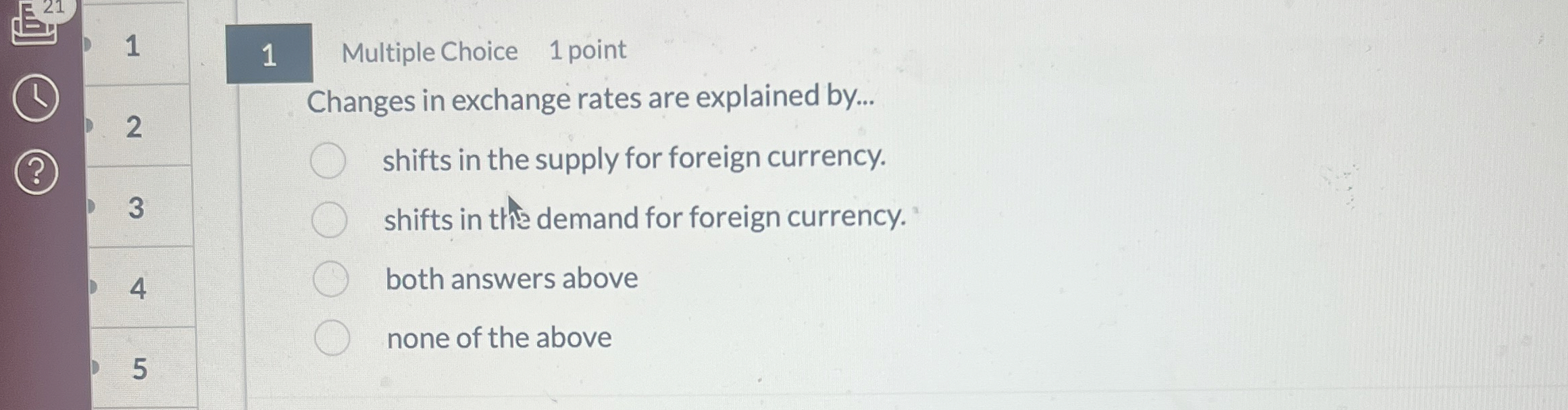 1 Multiple Choice 1 point Changes in exchange