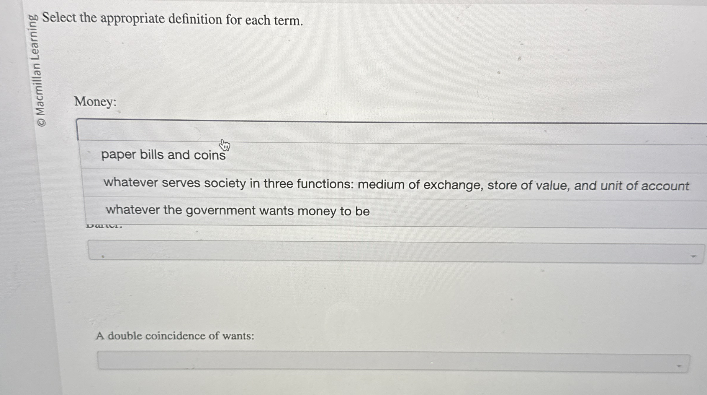 : . Select the appropriate definition for each