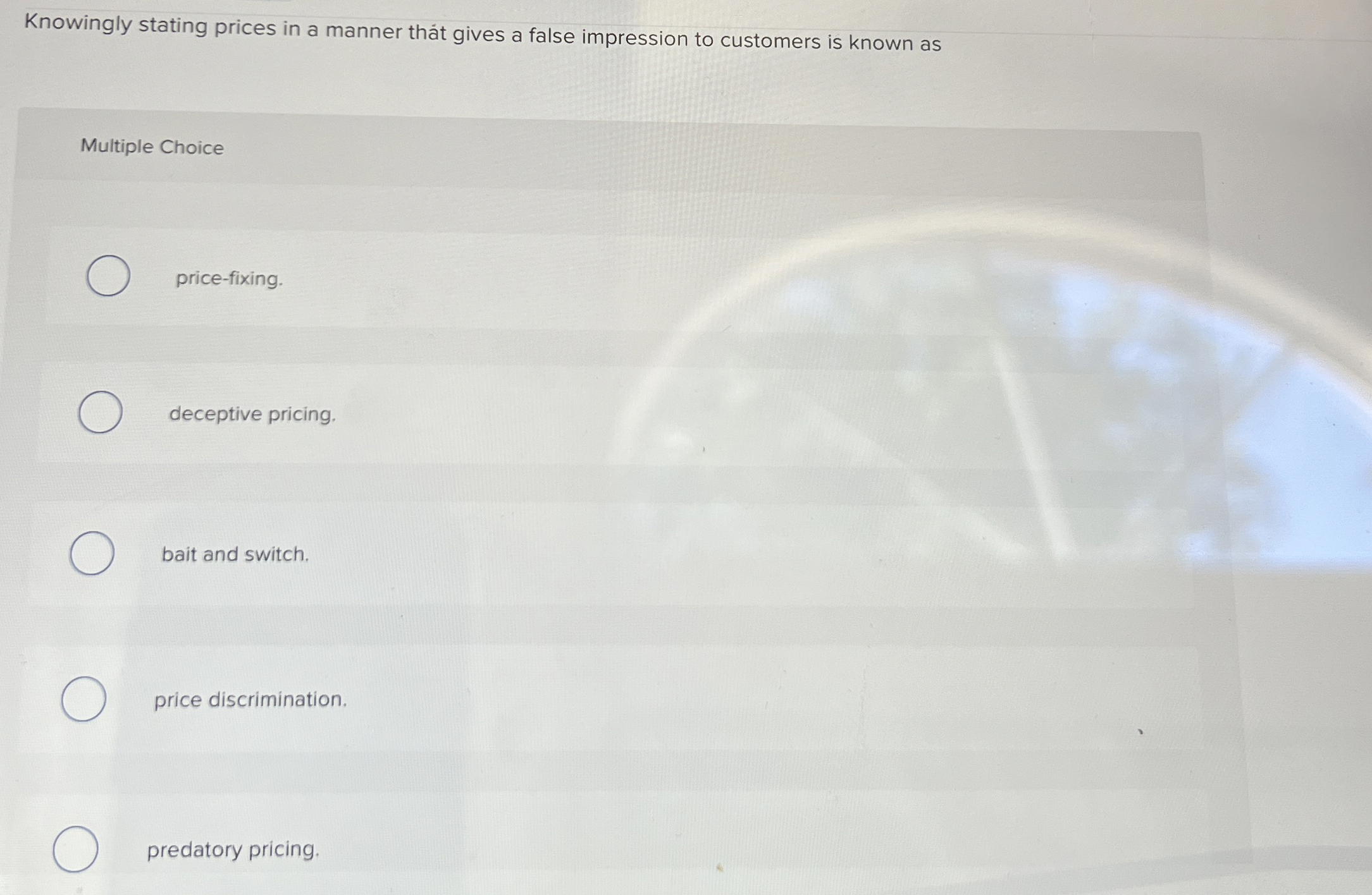 Knowingly stating prices in a manner that gives a