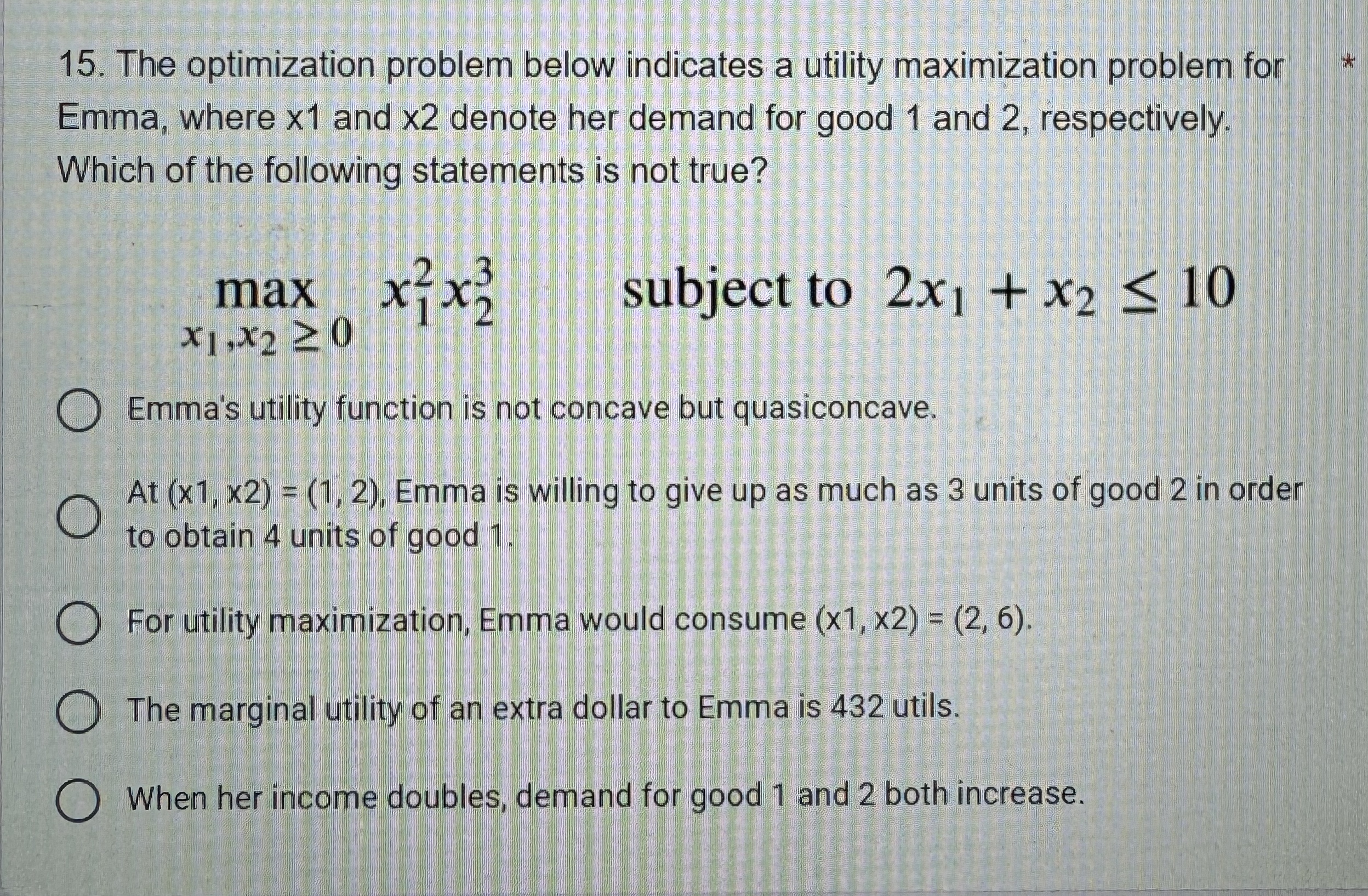 The optimization problem below indicates a