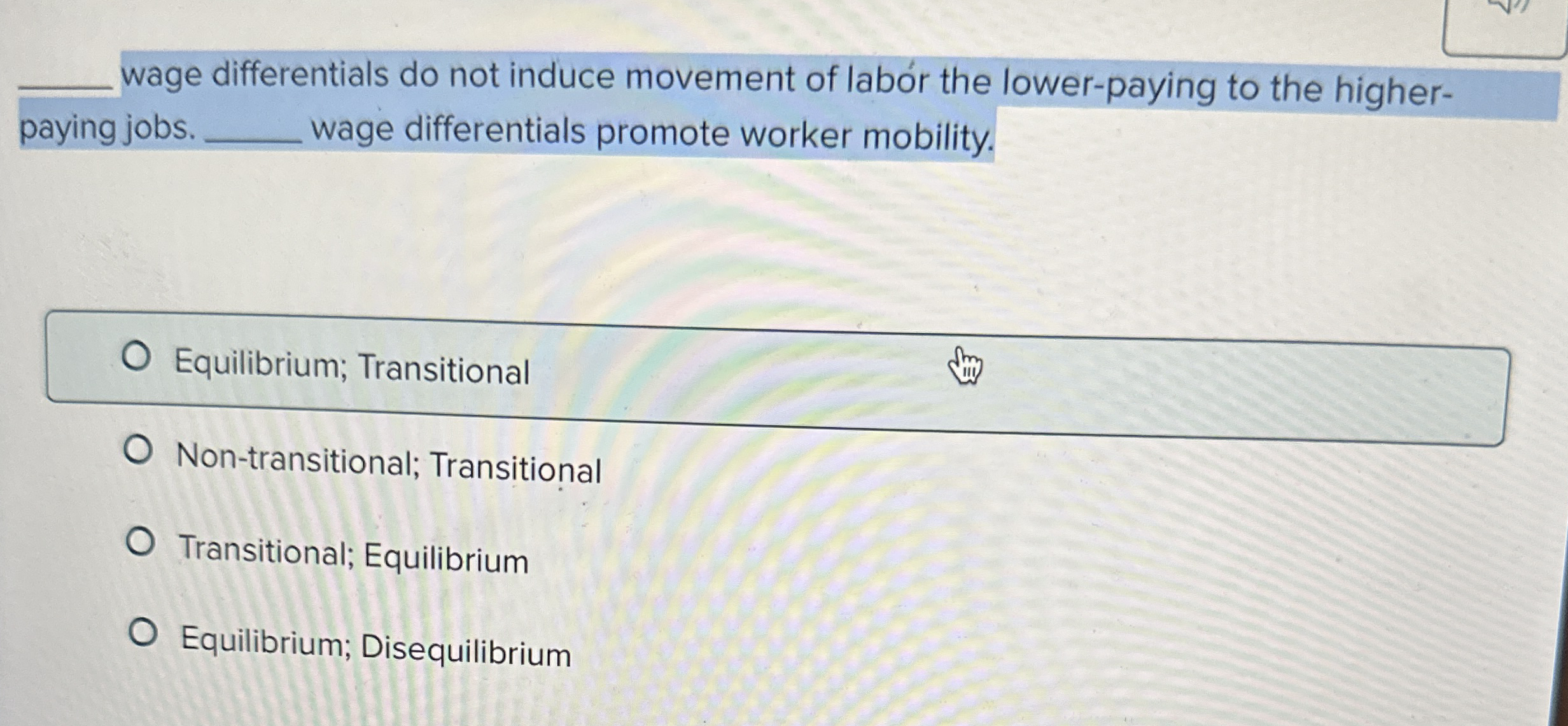 q , wage differentials do not induce movement of