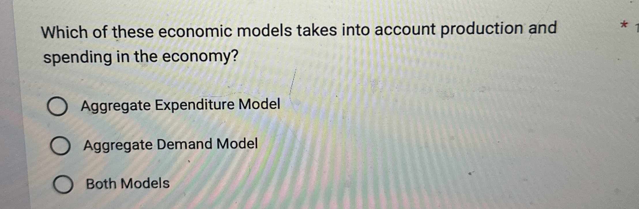 Which of these economic models takes into account