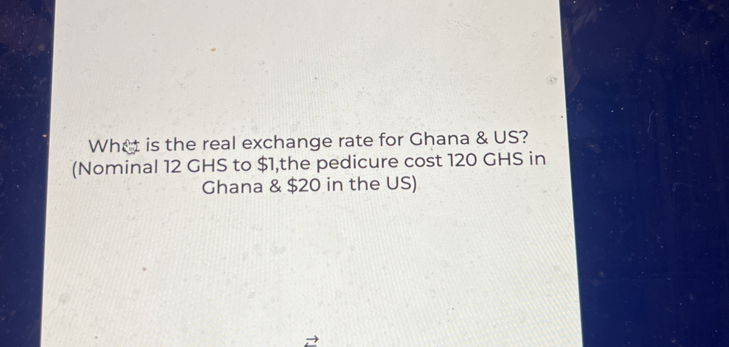 Whe is the real exchange rate for Ghana & US ? (