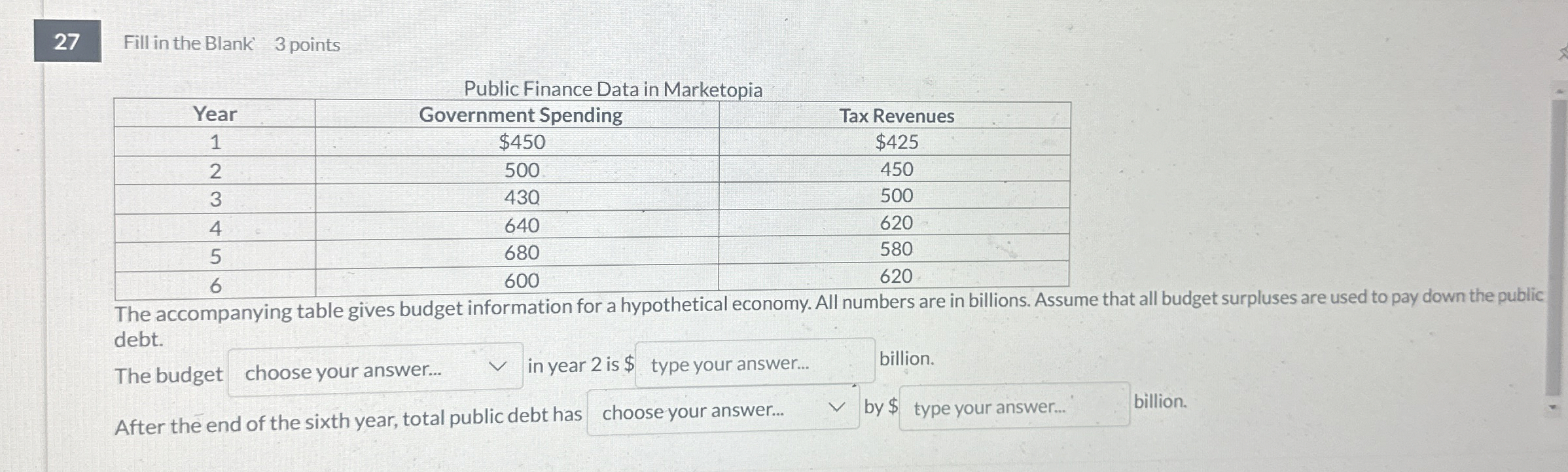 2 7 Fill in the Blank 3 points Public Finance