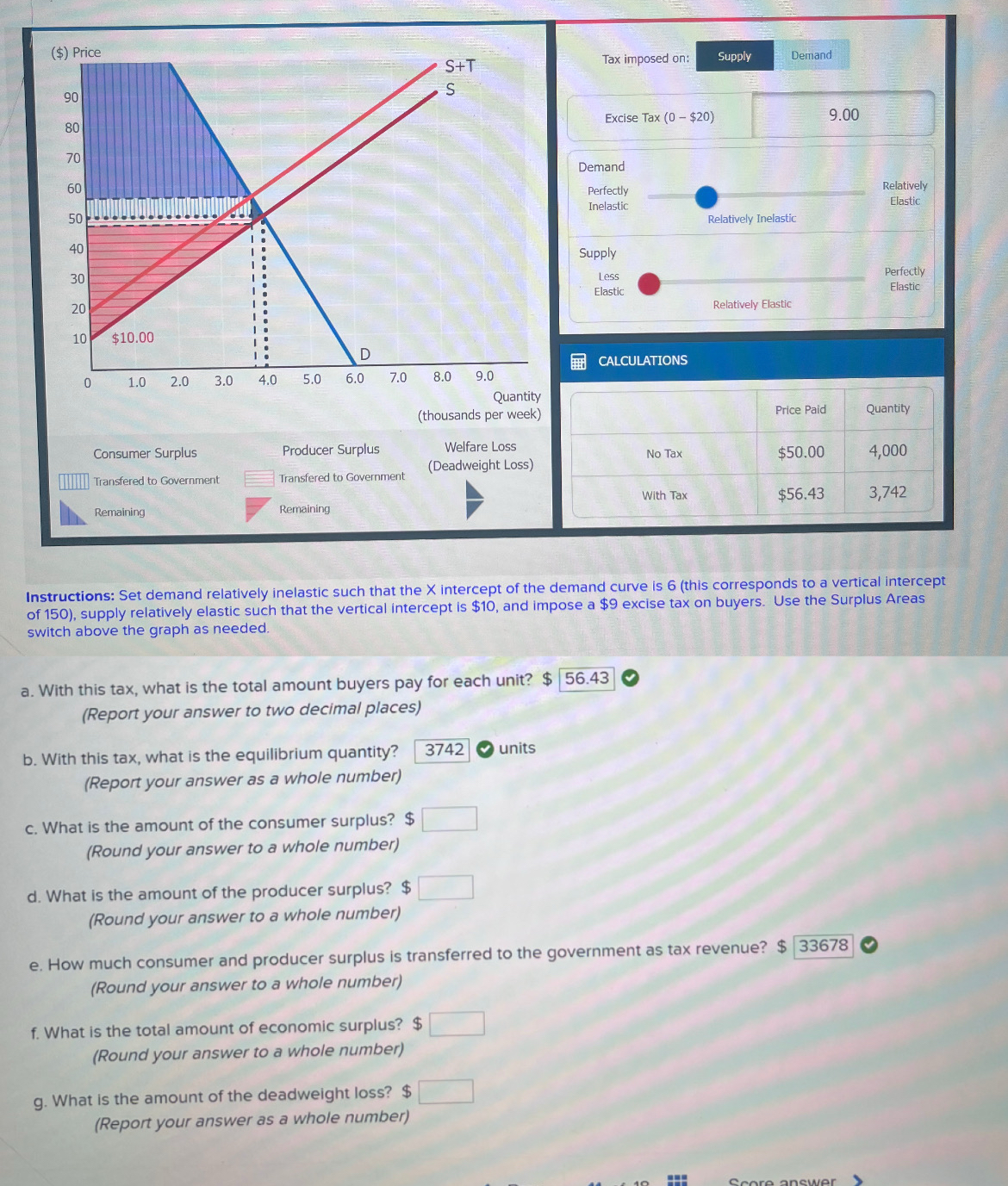 Instructions: Set demand relatively inelastic