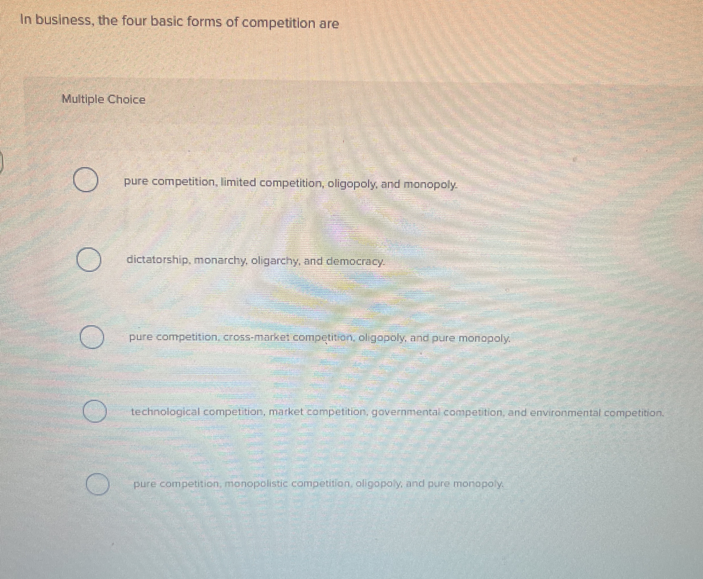 In business, the four basic forms of competition