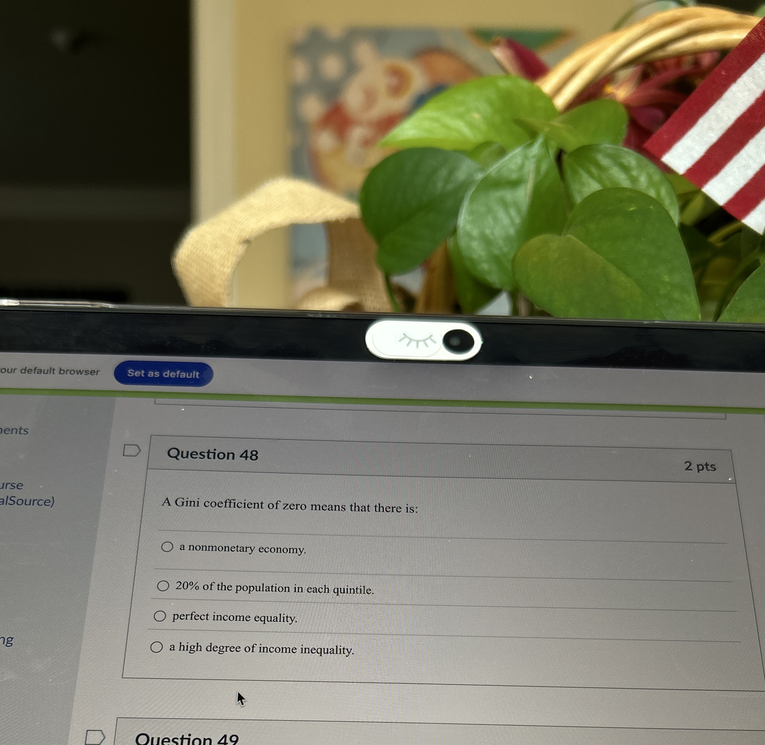 our default browser Question 4 8 2 pts A Gini
