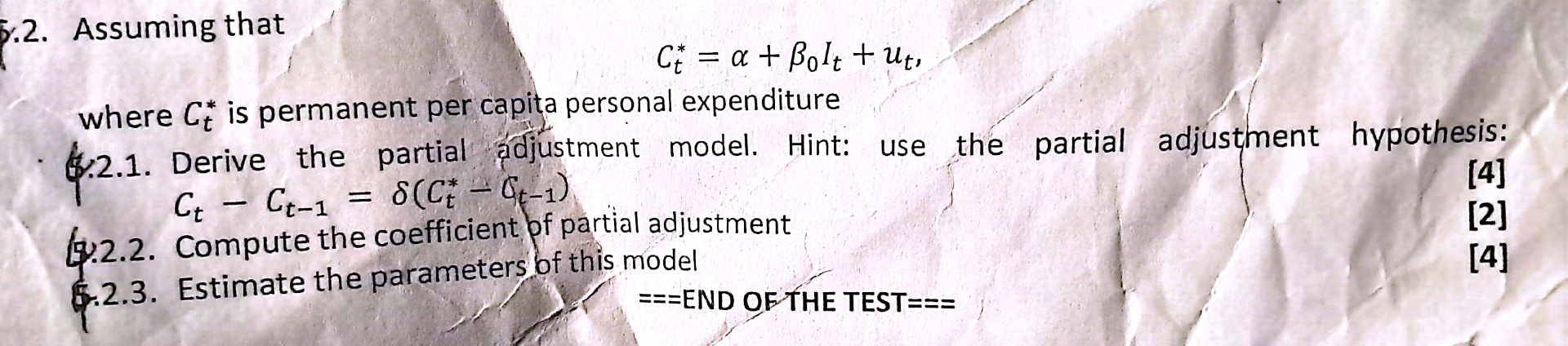 Assuming that C t * = + 0 I t + u t , where C t *