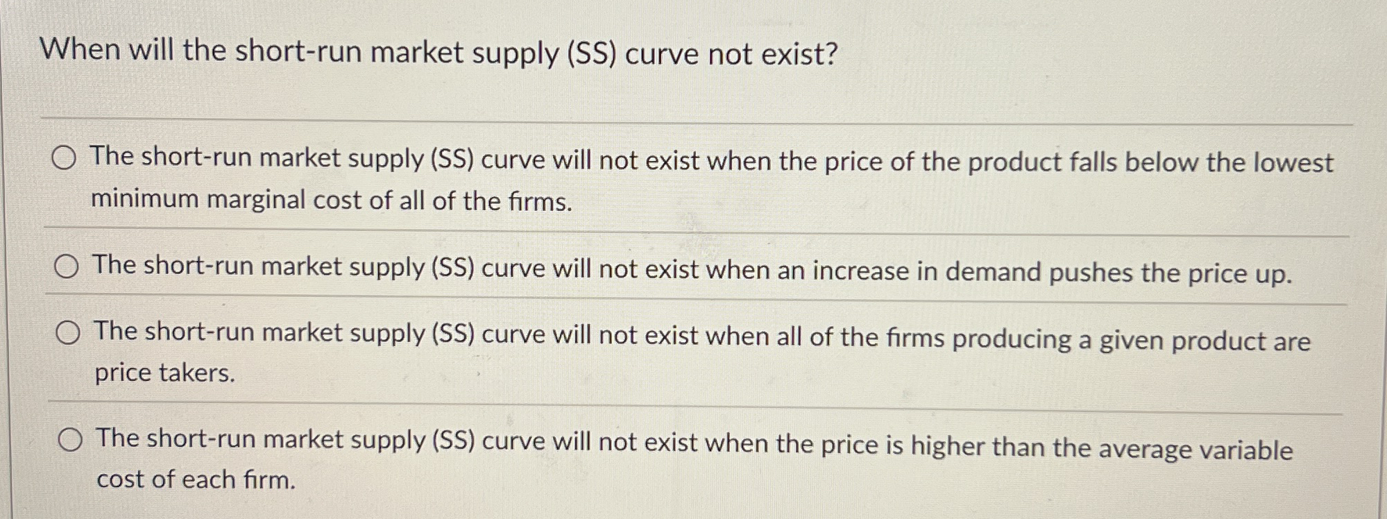 When will the short - run market supply ( SS )