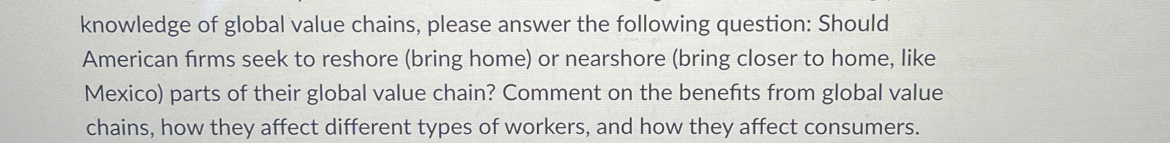 knowledge of global value chains, please answer