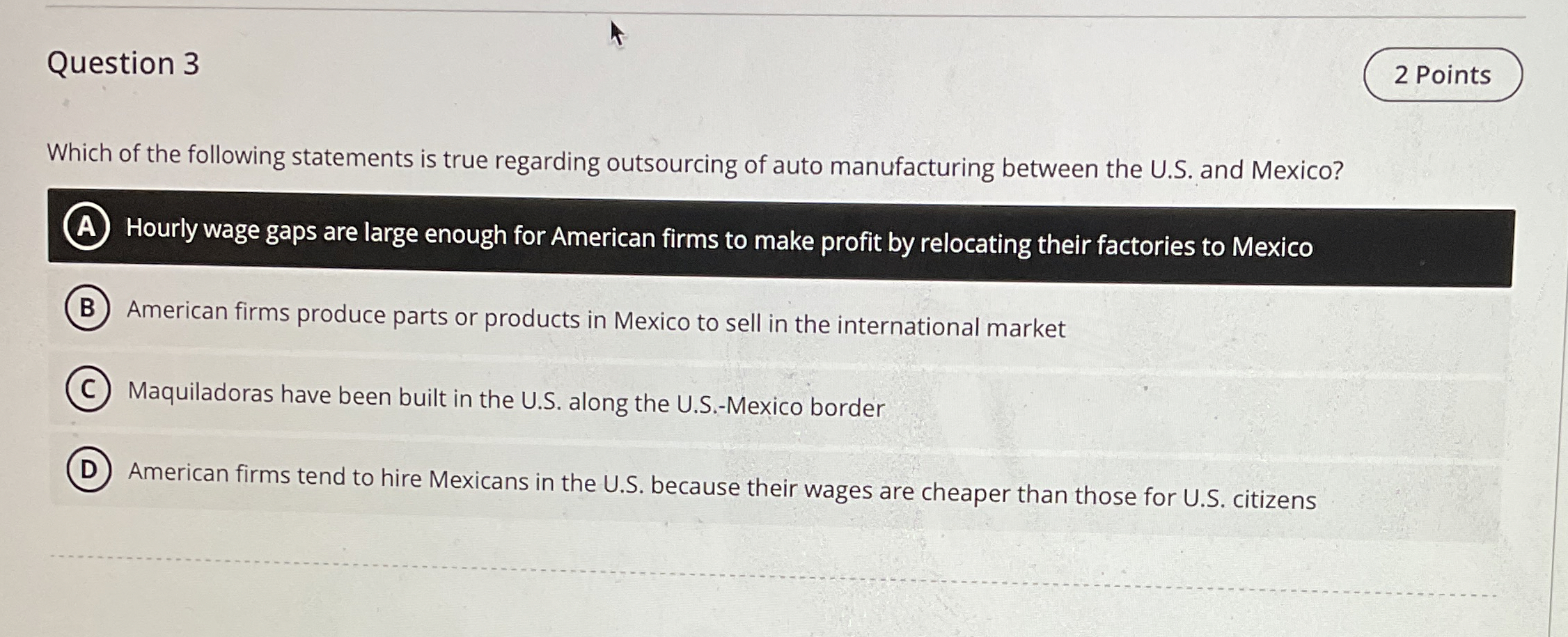 Question 3 Which of the following statements is