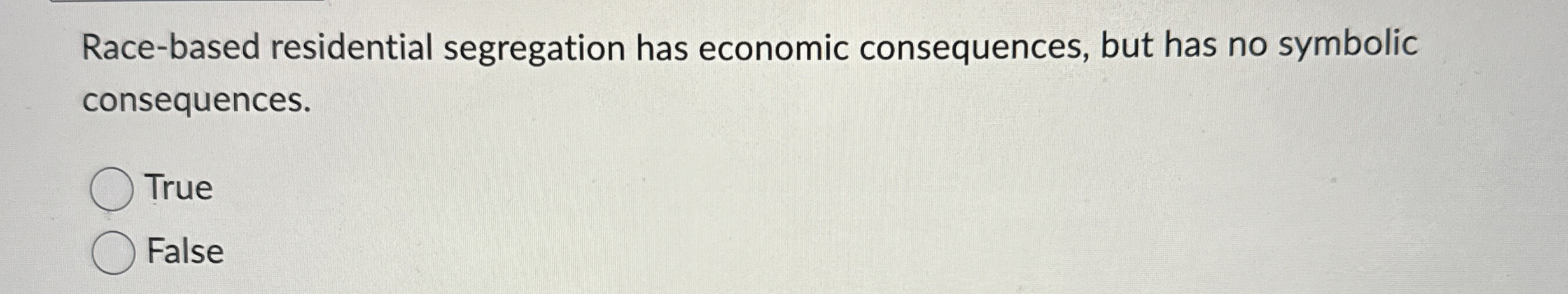 Race - based residential segregation has economic