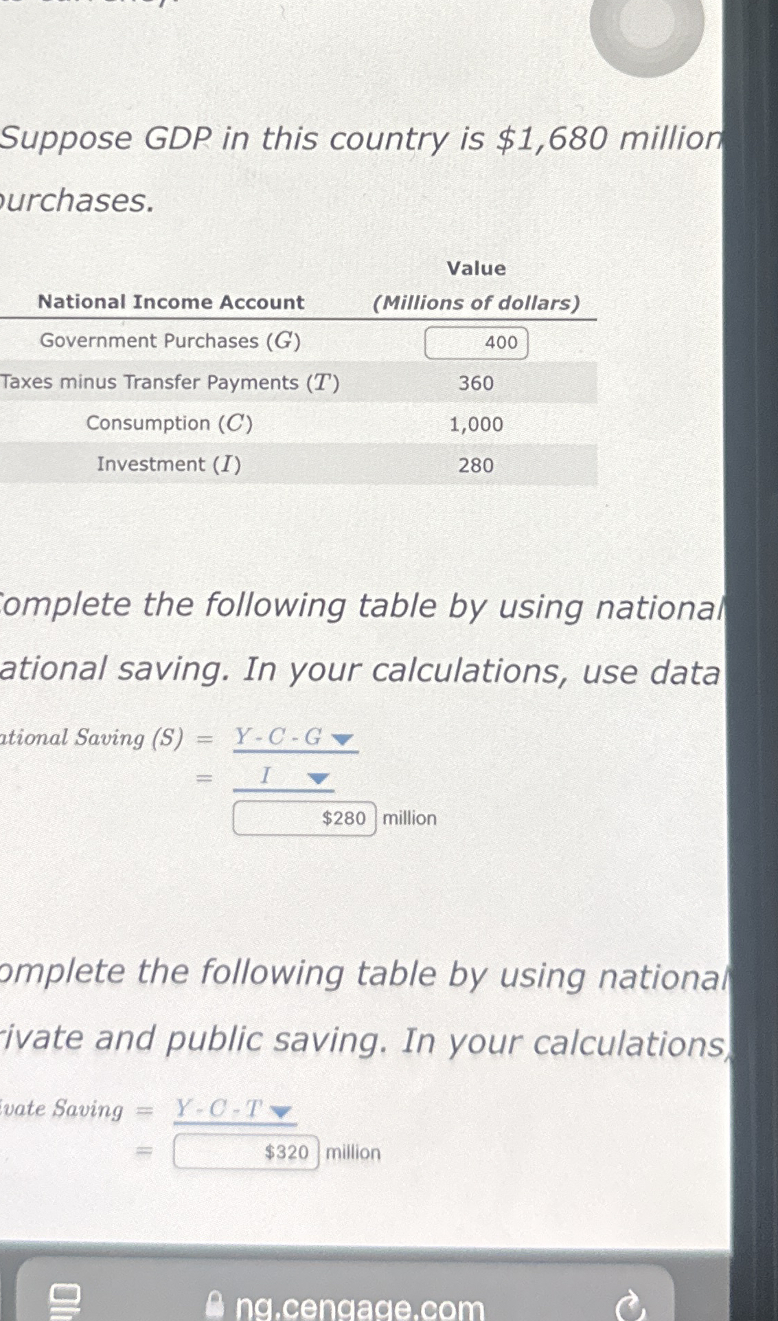 Suppose GDP in this country is $ 1 , 6 8 0