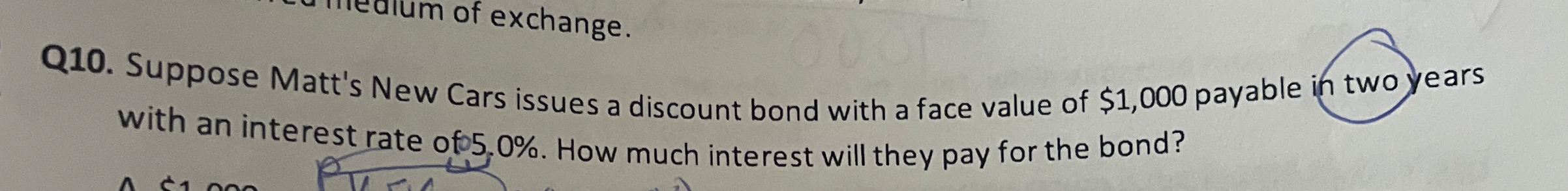 Suppose Matt's New Cars issues a discount bond