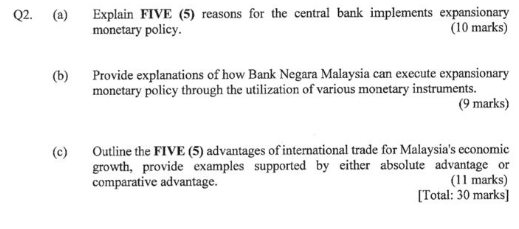 Q 2 . ( a ) Explain FIVE ( 5 ) reasons for the
