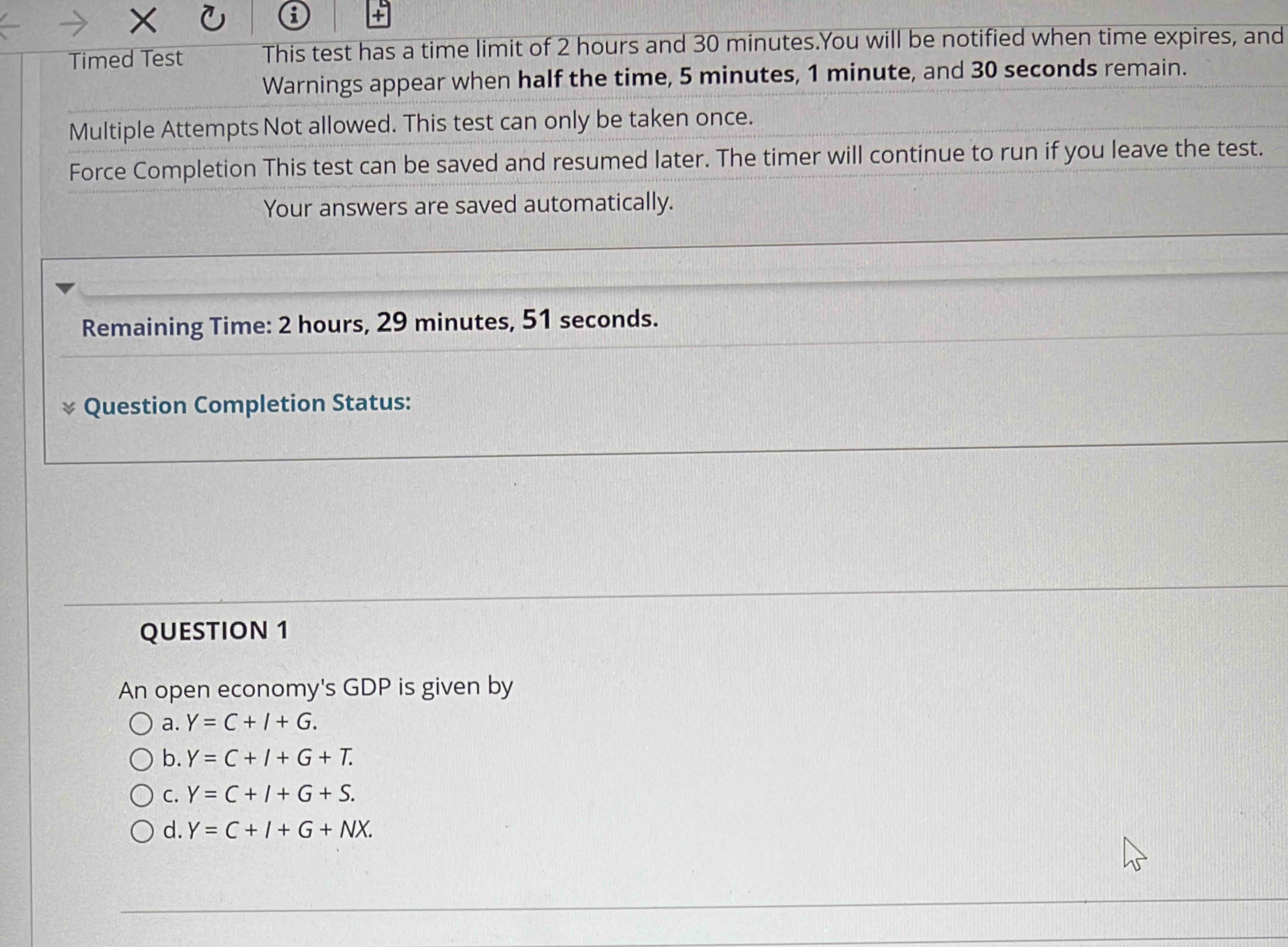 This test has a time l i m i t o f 2 hours and 3
