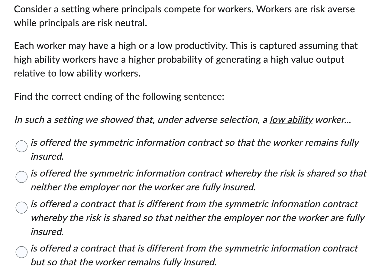 Consider a setting where principals compete for