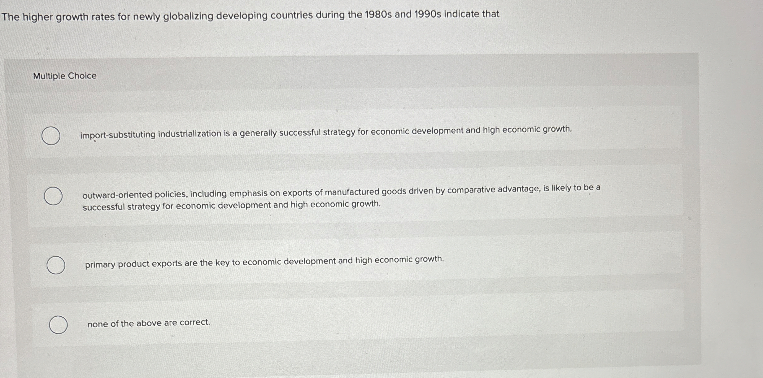 The higher growth rates for newly globalizing