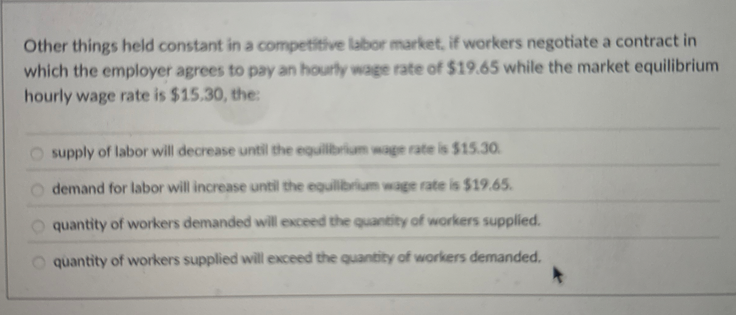 Other things held constant in a competitive labor