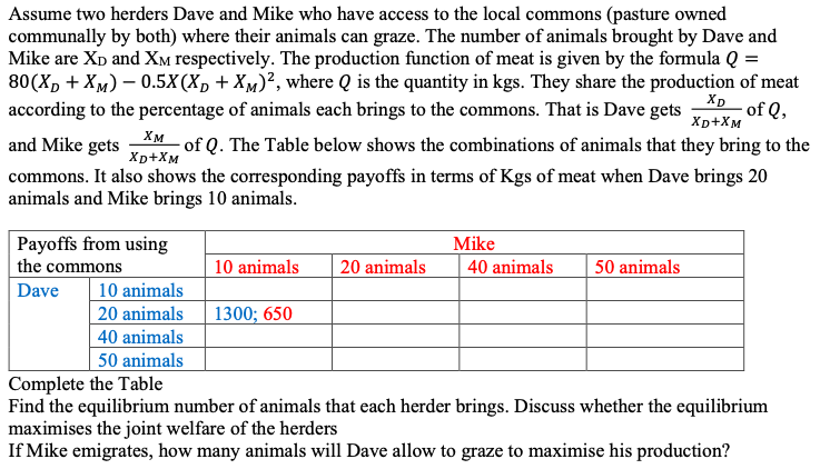 Assume two herders Dave and Mike who have access