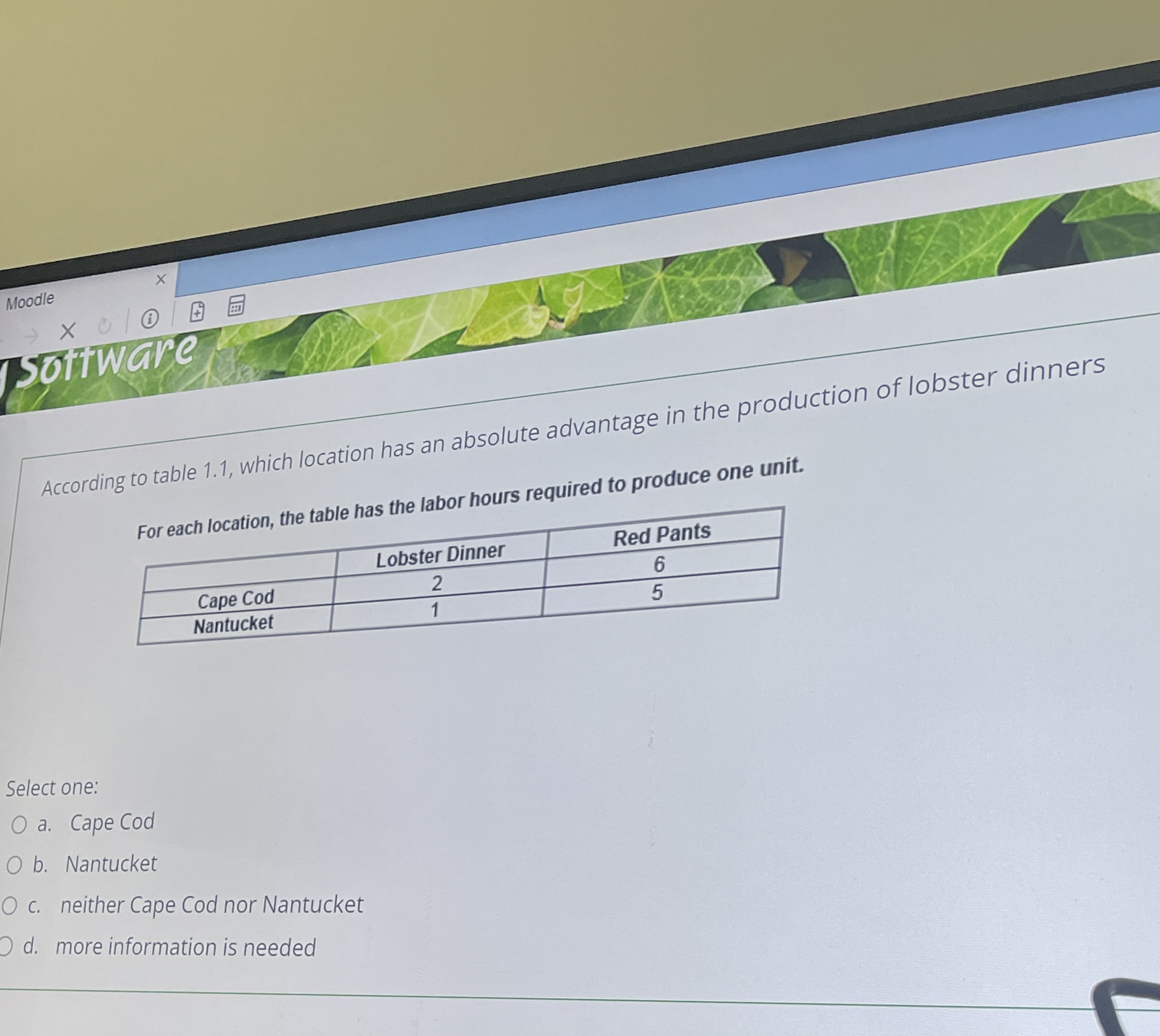 Moodle s ware According to table 1 . 1 , which